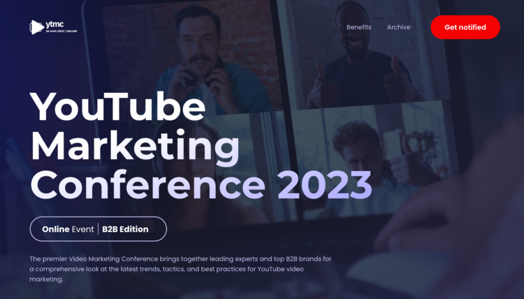 Event Landing Page Examples - YouTube Marketing Conference